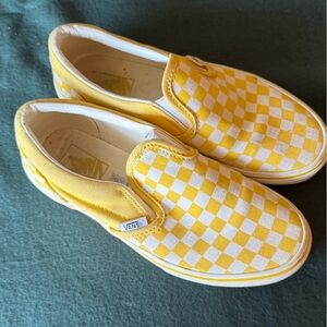 Vans Kids Slip-On Checkerboard Sneakers - Yellow & White